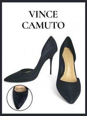 Imagine by Vince Camuto Im-Orre Pumps Black Shimmer Metallic Fabric  Size 7.5